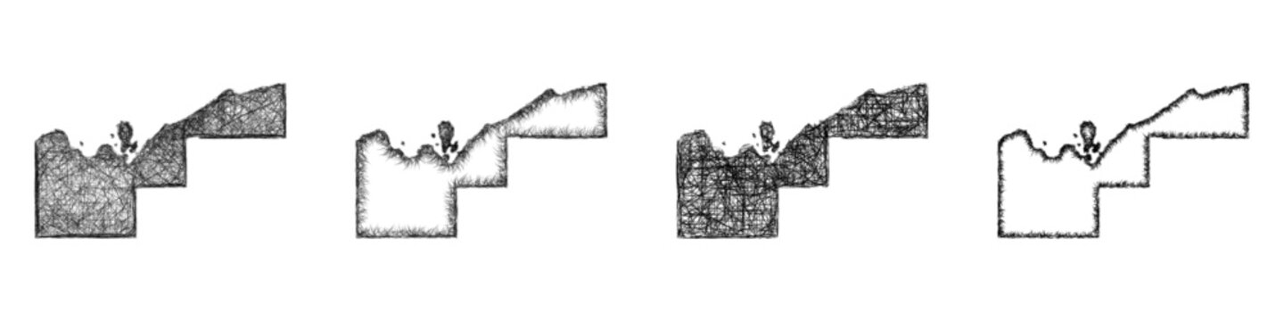Black and white sketch Alger County (Michigan) outline map design set