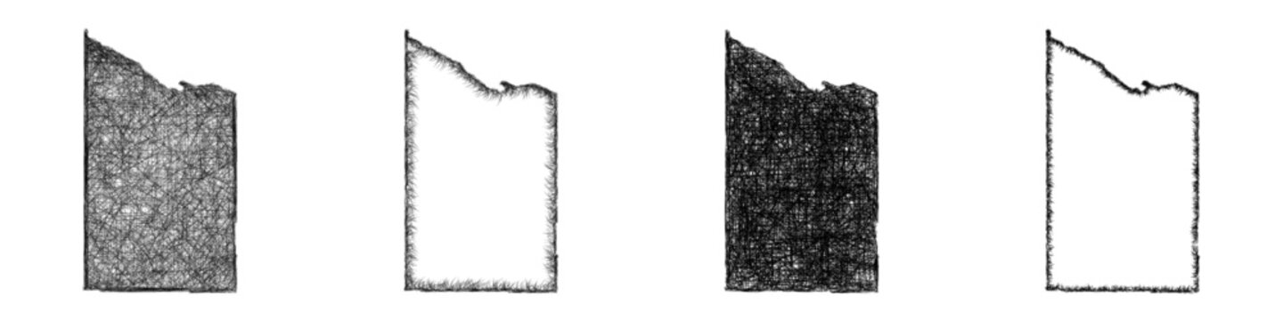 Sketch black and white Cheboygan County (Michigan) outline map design set