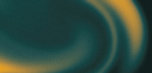 Obraz premium Dark green and yellow blurred fade background with grainy noise overlay. Abstract poster or wallpaper with flowing gradient colour blend and dynamic fluid motion effect. Modern futuristic backdrop