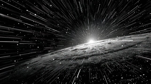 Galaxy explosion with star trails.