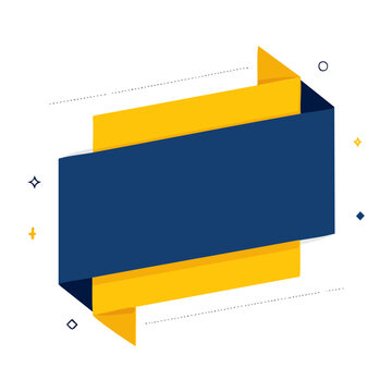Minimalist blue and yellow ribbon illustration