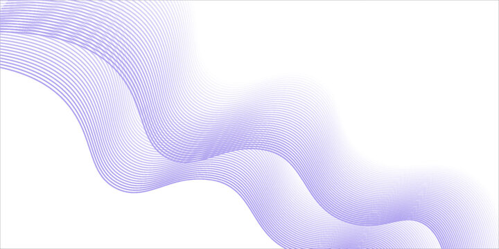 Abstract background with lines and waves. Medium banner size. Element for design isolated on white. Vector background for brochure, booklet, flyer, poster. Colorful gradient. Blue and purple