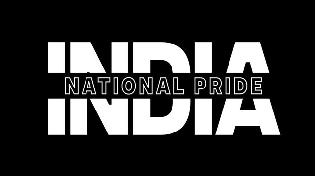 India National pride text cut design reveal animation with black background video
