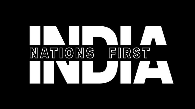 India Nations first text cut design reveal animation with black background