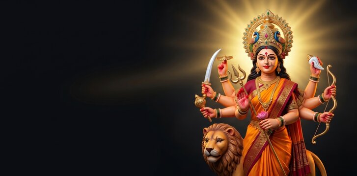 Durga Idol Looking Forward &mdash; Powerful Divine Presence
