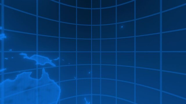 Royal blue color rotating grid lines modern design loopable world map background