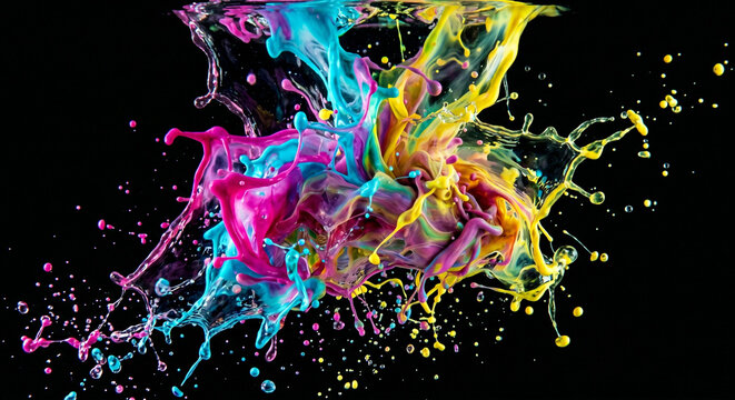 Abstract colorful paint splash black background background design