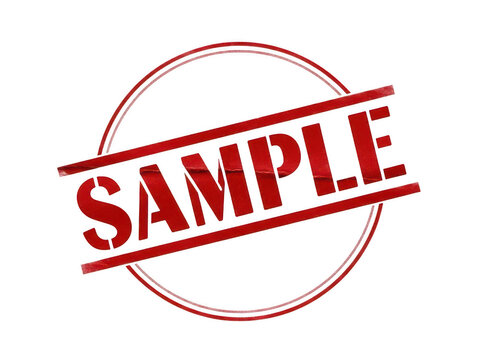 Red sample stamp with bold text isolated on transparent background