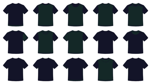 Collection of Olive Green and Navy Blue T-Shirts