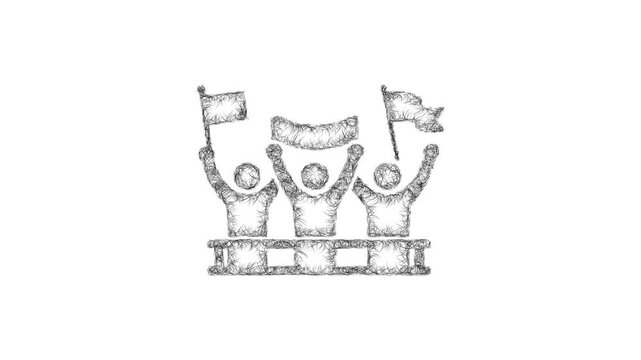 Sketch sports fans icon animation - smooth progressive reveal