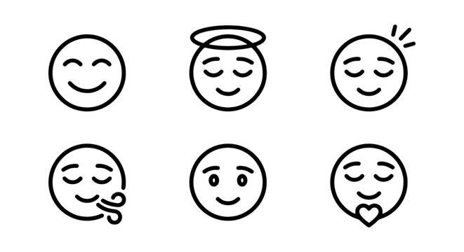 Emotions, Feelings, Expressions: Simple Line Art Icons for Mood and Sentiment