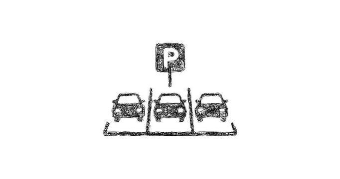 Sketch parking lot icon animation - smooth progressive reveal