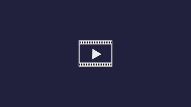 White Play Button Icon on Dark Blue Background video movie