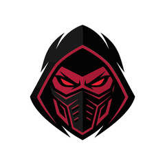 Red and black ninja assassin hooded head logo icon © AsDesignz