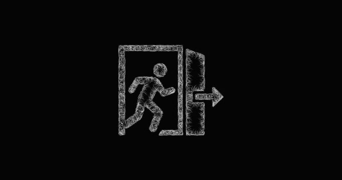 Sketch emergency exit icon animation - smooth progressive reveal