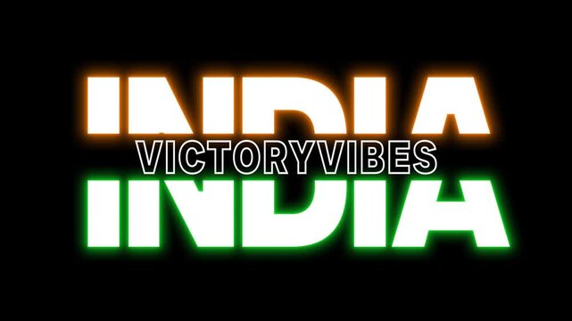 India victory vibes text design reveal glow shine animation
