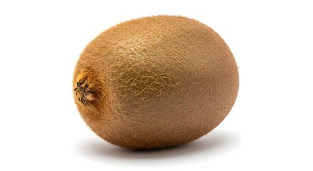 Fototapeta premium A single whole kiwi fruit isolated on a white background.