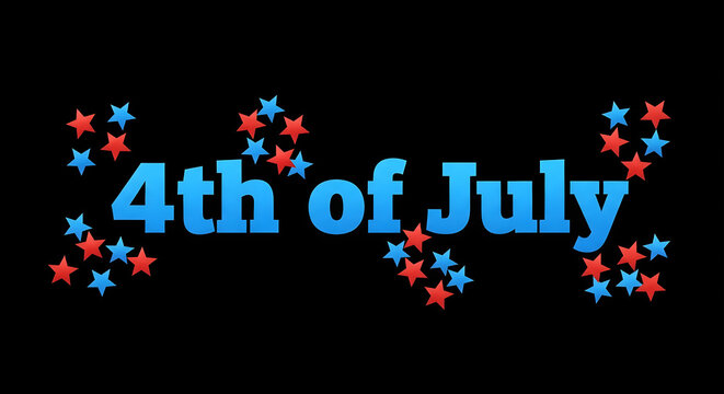 Patriotism Concept 4th of July Text on Black Background Stars