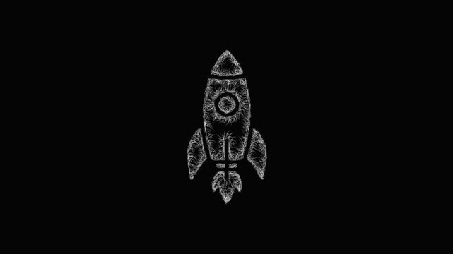 Sketch rocket icon animation - smooth progressive reveal