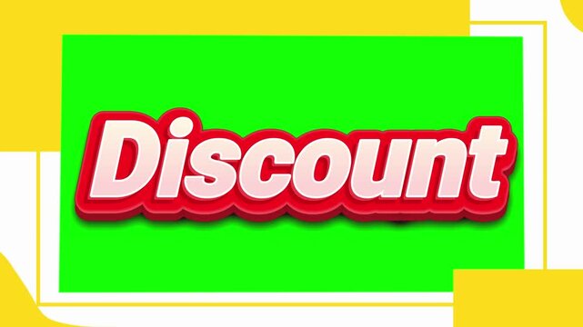 Discount text in bold red letters sits on a green screen frame to highlight promotional offers for retail marketing campaigns.