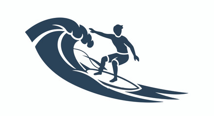 Fototapeta premium Stylized silhouette of a surfer riding a large wave, emphasizing motion and water spray