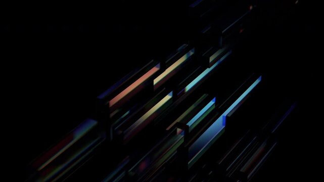 Abstract colorful glass lines, 4k seamless loop 3d animation