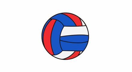 Naklejka premium A simple drawing of a volleyball with red, white, and blue panels on a white background