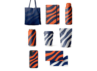 Fototapeta premium Corporate Brand Identity Mockup Set with Tote Bag and Stationery Items