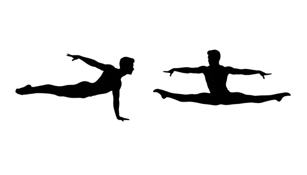 Silhouettes of Male Ballet Dancers Performing Artistic Poses
