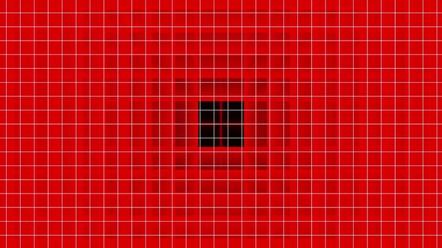 Red grid with central black square and gradients. Technology matrix pattern for system monitor dashboard. Digital grid animation for abstract scifi display.