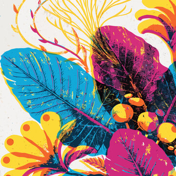 Exotic tropical risograph challenge pattern