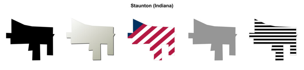 Obraz premium Staunton (Indiana) blank outline map set