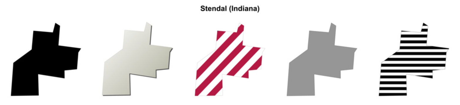 Stendal (Indiana) blank outline map set