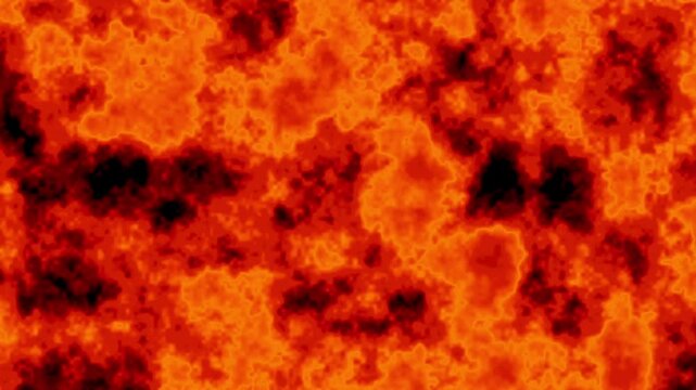 Abstract fiery orange and black organic texture animation. Fiery lava texture for corporate graphic presentation. Fiery texture animation for modern backdrop layout.