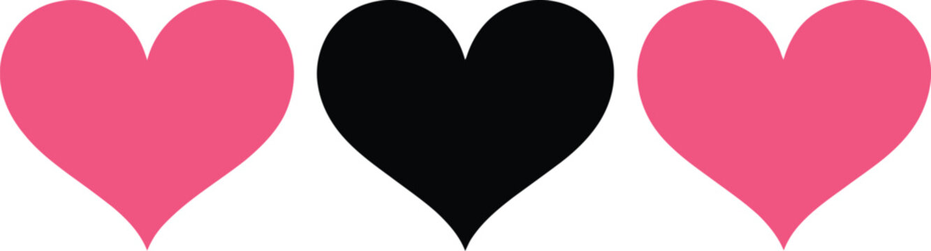 Three hearts icon with black and pink colors