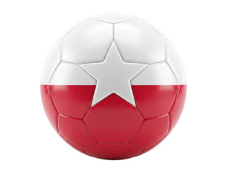 Obraz premium Soccer Ball White and Red with Star Pattern Seam Detail on Textured Synthetic Leather, Sports Equipment Isolated on White Background