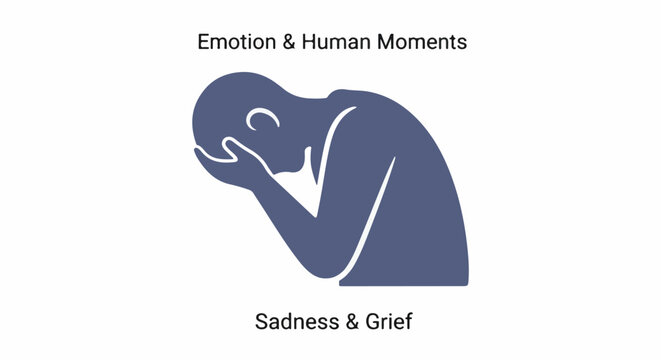 Illustration of a person holding head in hands, representing sadness or grief