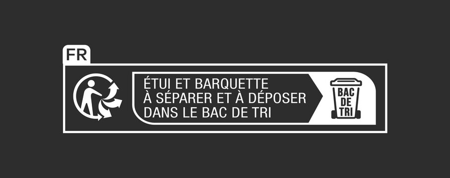&Eacute;TUI ET BARQUETTE &Agrave; S&Eacute;PARER ET &Agrave; D&Eacute;POSER DANS LE BAC DE TRI SVG VECTOR