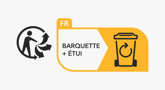 symbols on cardboard packaging - disposal instructions recycling recycle Triman logo symbol vector.