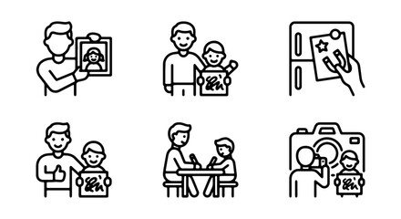 Fototapeta premium Family Photo Icons, Parent Child Art, Memory Keepsake Vector Set