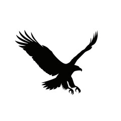 Fototapeta premium Black eagle silhouette, flying bird icon, wildlife symbol, vector graphic