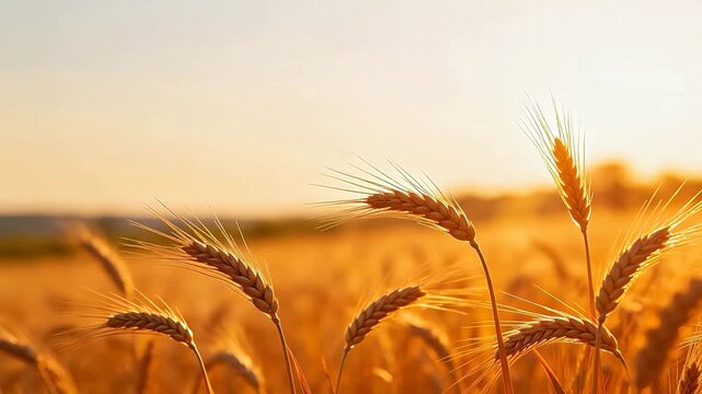 Golden wheat field at sunset