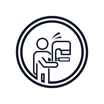 Person Using ATM Machine Vector Illustration Style.