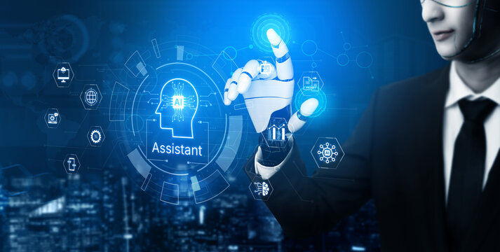 Futuristic AI assistant with autonomous agent capabilities, AI natural language understanding, and seamless business workflow AI integration. AI for modern productivity and tech solutions. Corpus