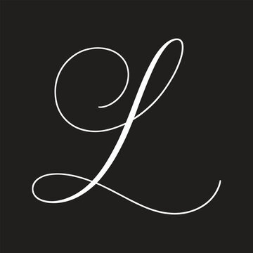 Elegant white letter l on black background