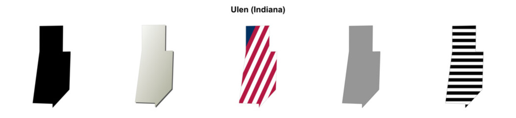 Fototapeta premium Ulen (Indiana) blank outline map set