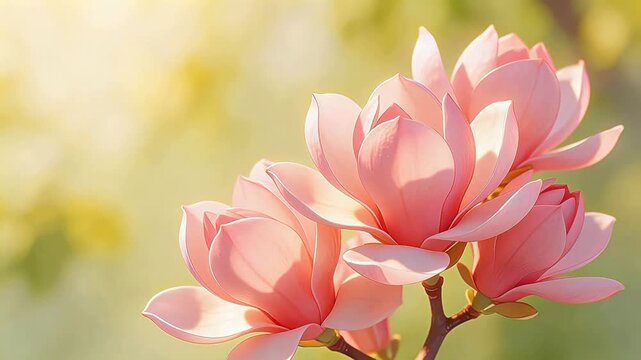 Pink magnolia flowers in bloom