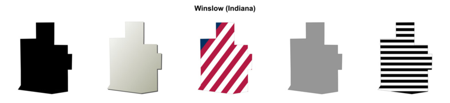 Winslow (Indiana) blank outline map set