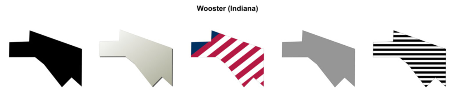 Wooster (Indiana) blank outline map set