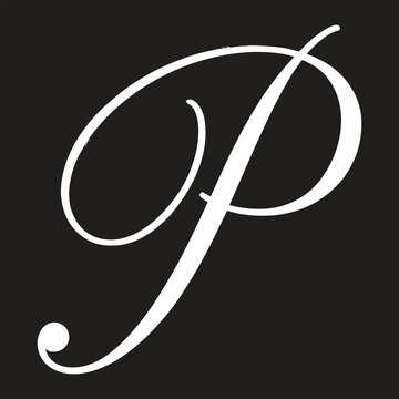Large white letter p on black